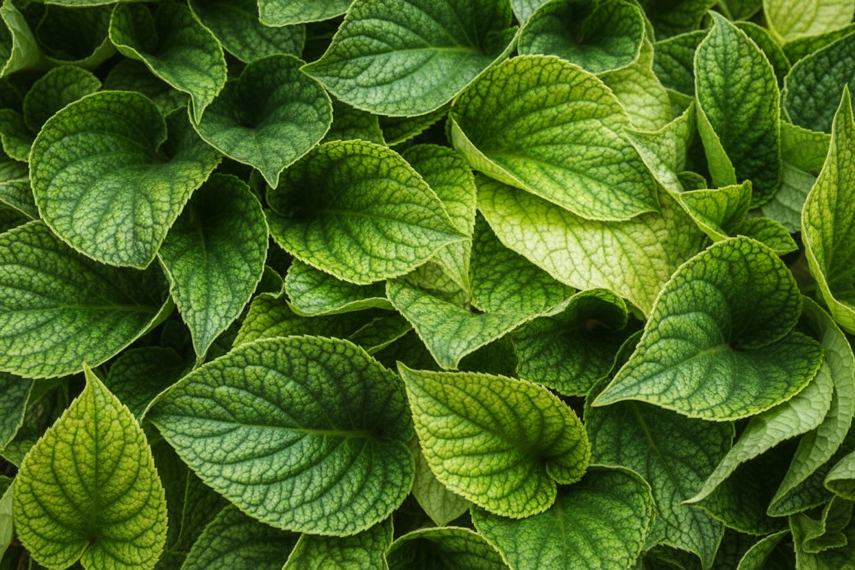 picture of layered plant leaves, without visible background, in landscape format